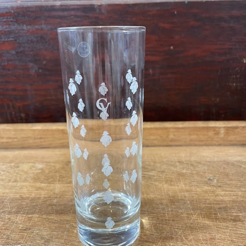 Single Courvoisier Tall 6in Etched Leaf Glass Highball Cocktail CV Cognac